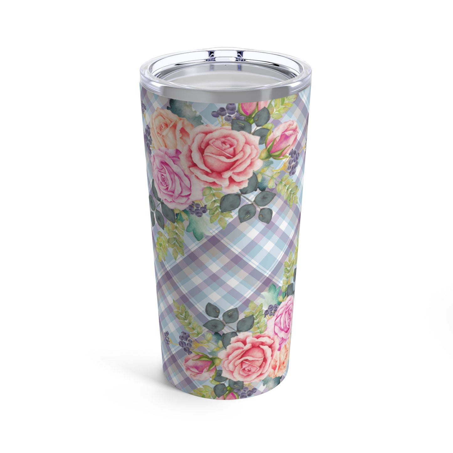 Floral Plaid Tumbler 20oz