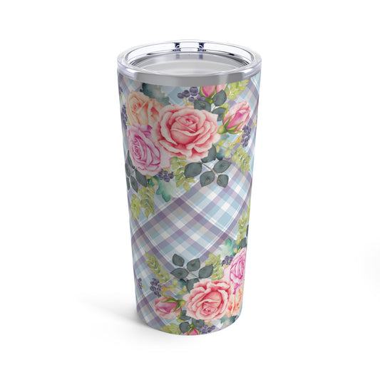 Floral Plaid Tumbler 20oz