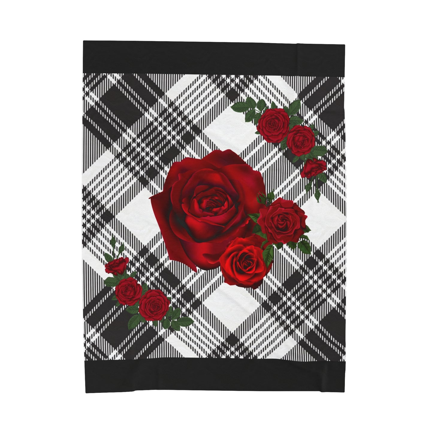 Rose Plaid Velveteen Plush Blanket