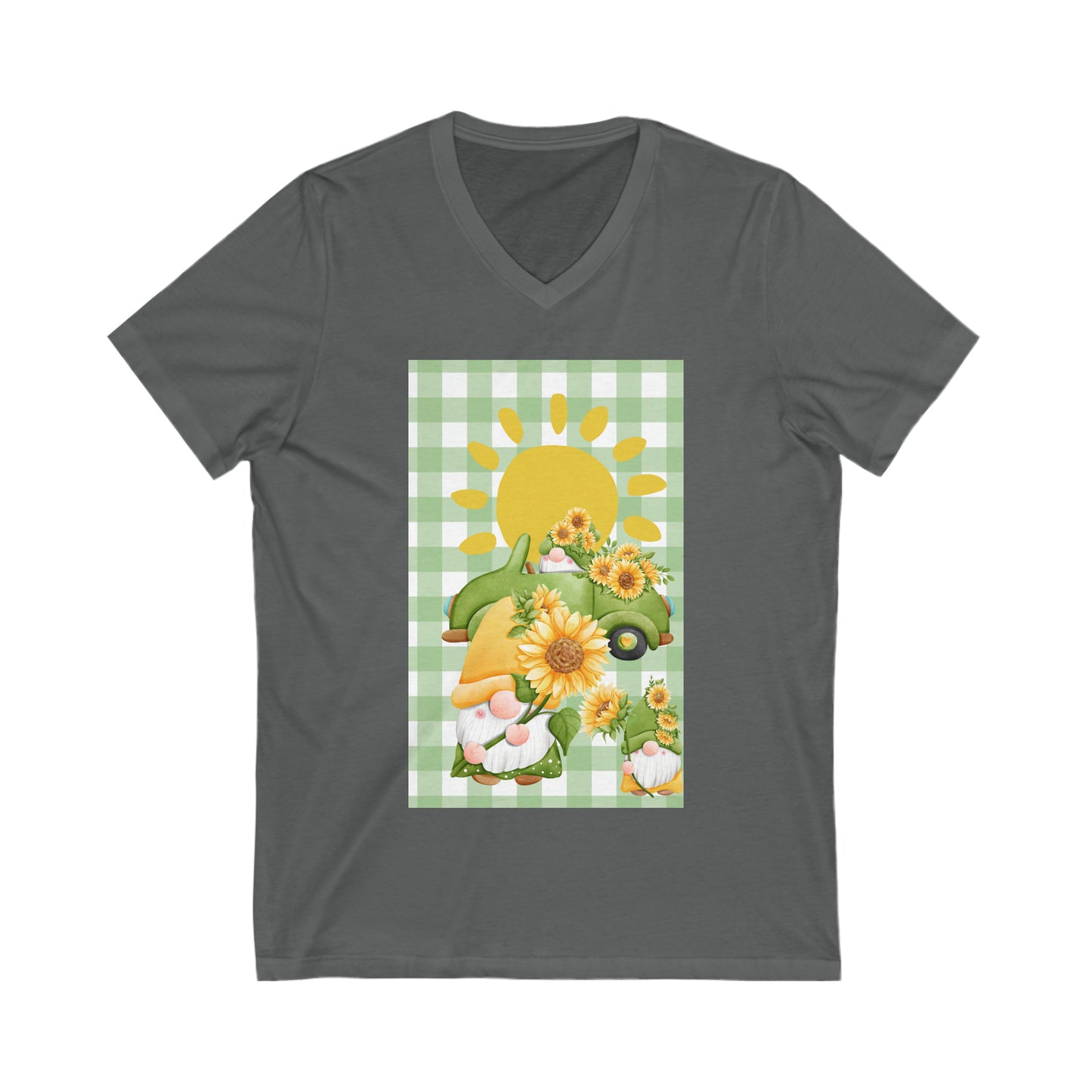 Sunflower Gnomes Unisex Jersey Short Sleeve V-Neck Tee