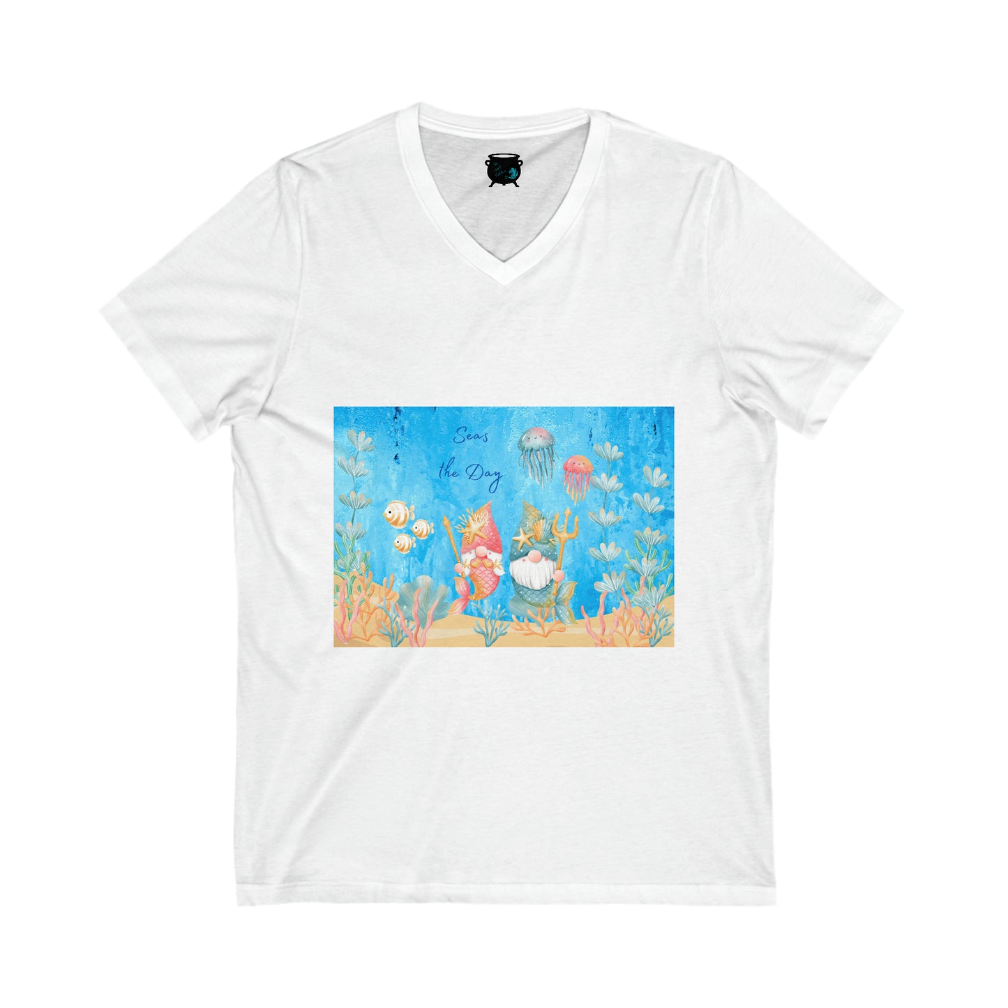 Seas the Day Gnomes Unisex Jersey Short Sleeve V-Neck Tee