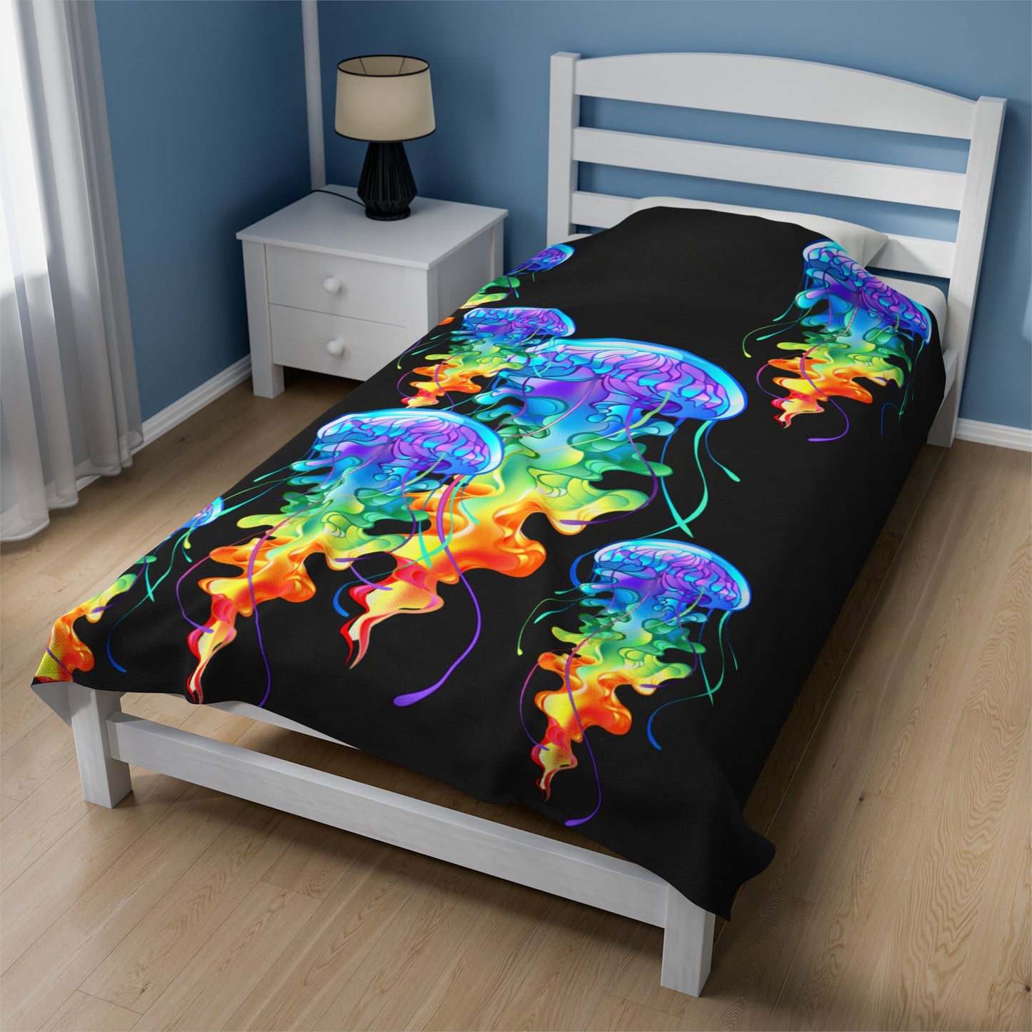 Rainbow Jellyfish Velveteen Plush Blanket