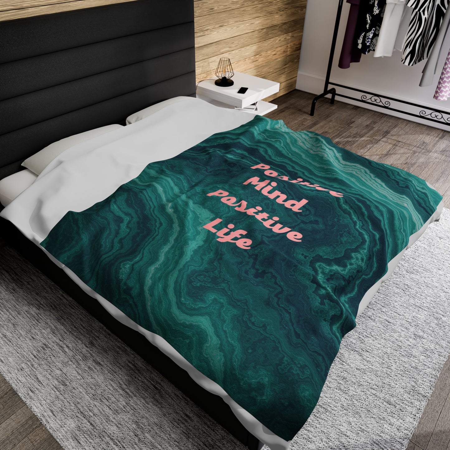 Positive Mind Positive Life Velveteen Plush Blanket