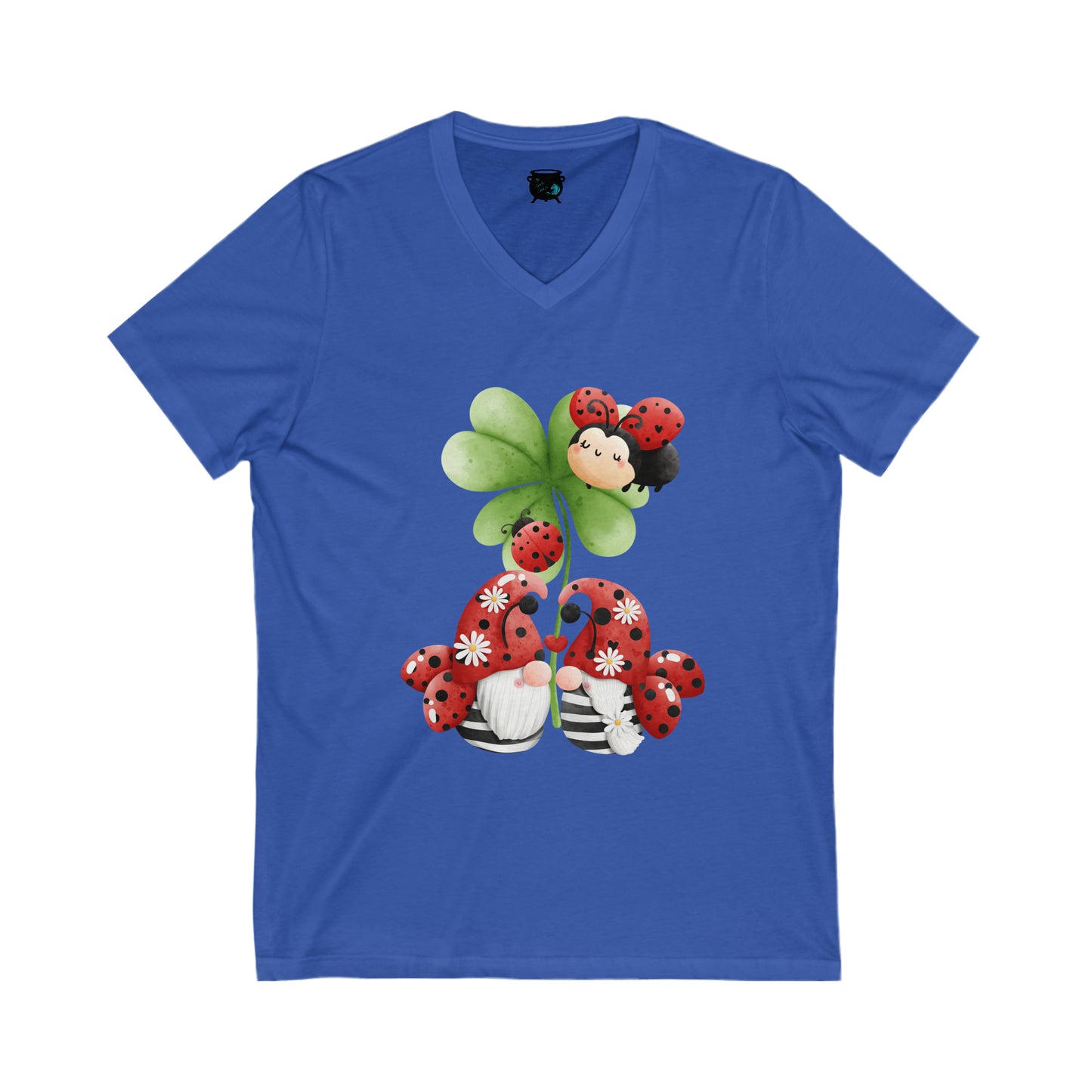 Ladybug Gnomes Unisex Jersey Short Sleeve V-Neck Tee