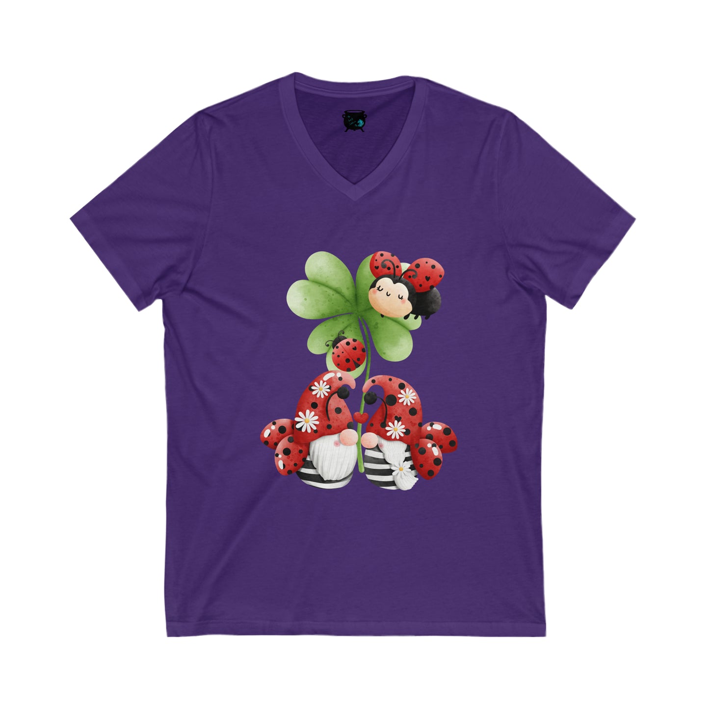 Ladybug Gnomes Unisex Jersey Short Sleeve V-Neck Tee