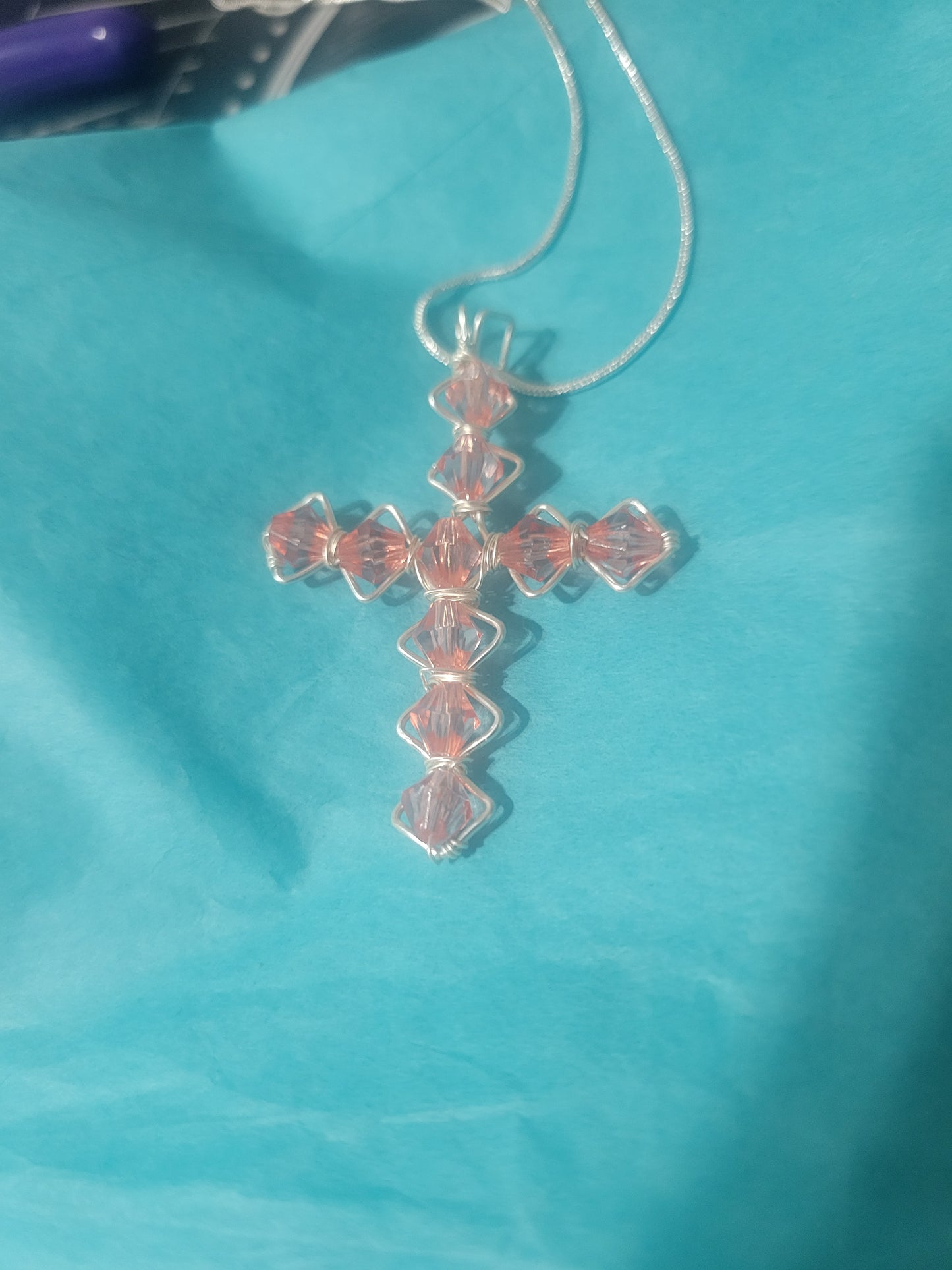 PEACH CROSS PENDANT IP151