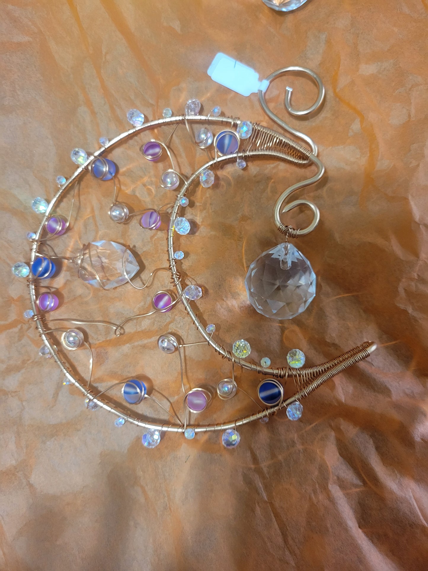 COPPER BLUE AND PURPLE FAIRY BUBBLE MOON SUNCATCHER IP76