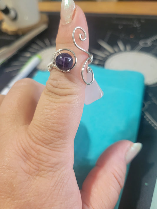 amethyst and silver adjustable ring size 12 IP178