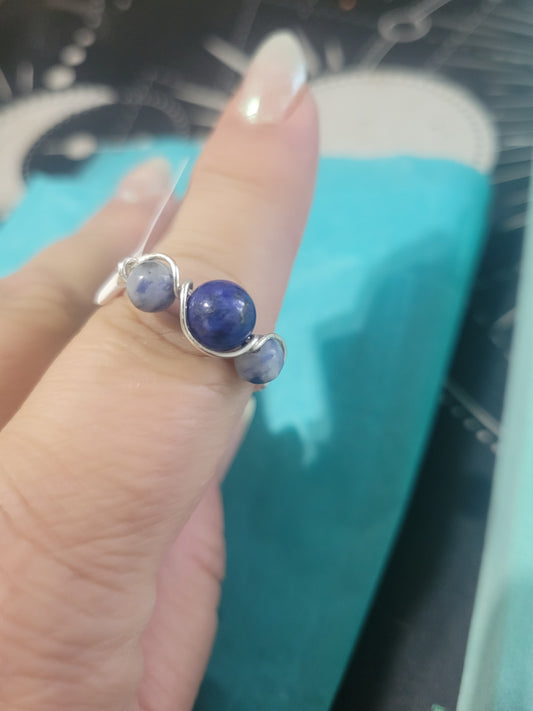 sodalite and silver spinner ring size 13 IP179