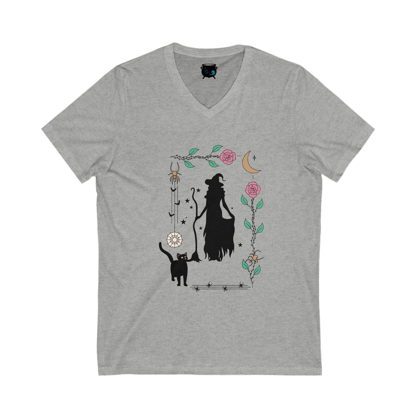 Rose Border Witch 2 Unisex Jersey Short Sleeve V-Neck Tee