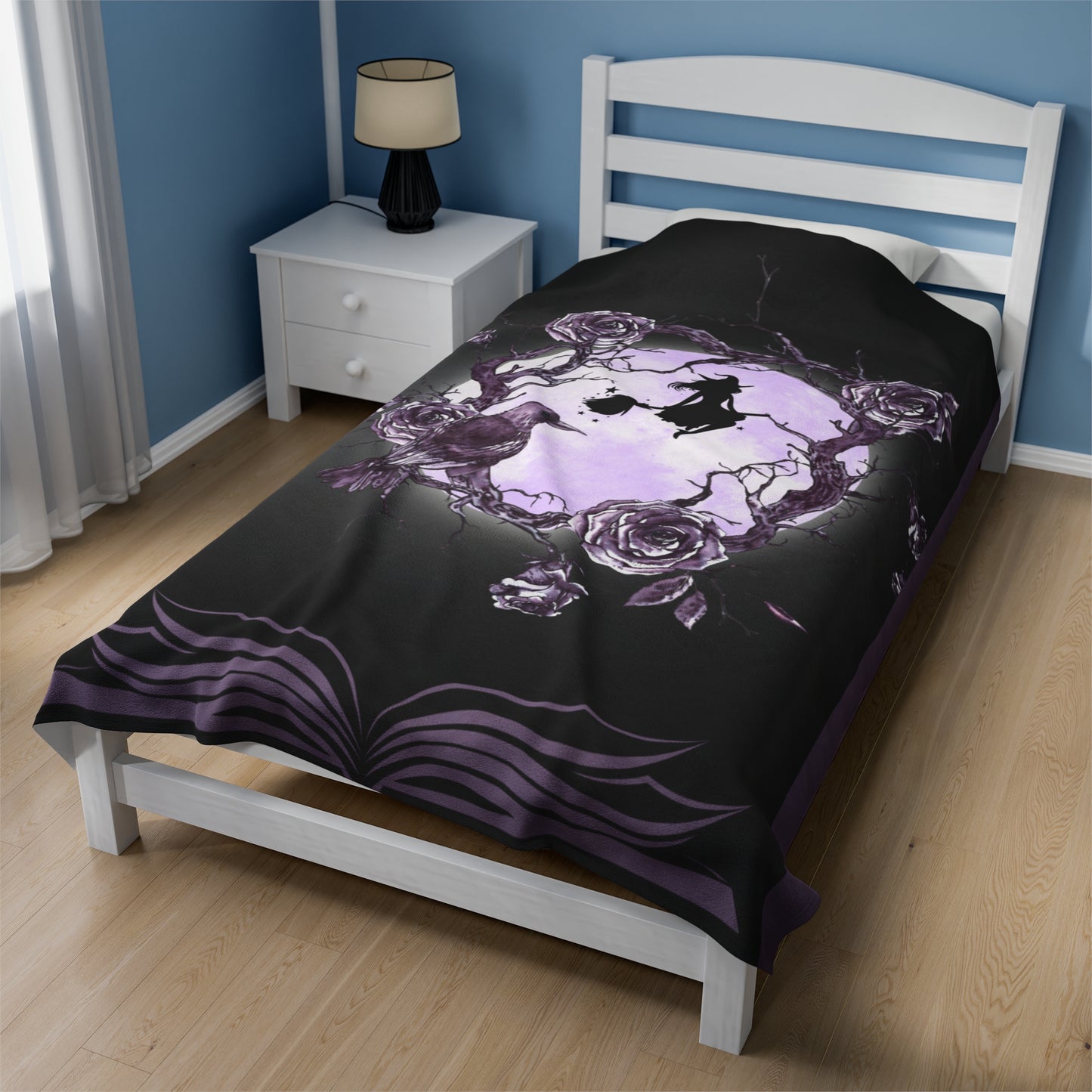 Witch on the Moon Velveteen Plush Blanket