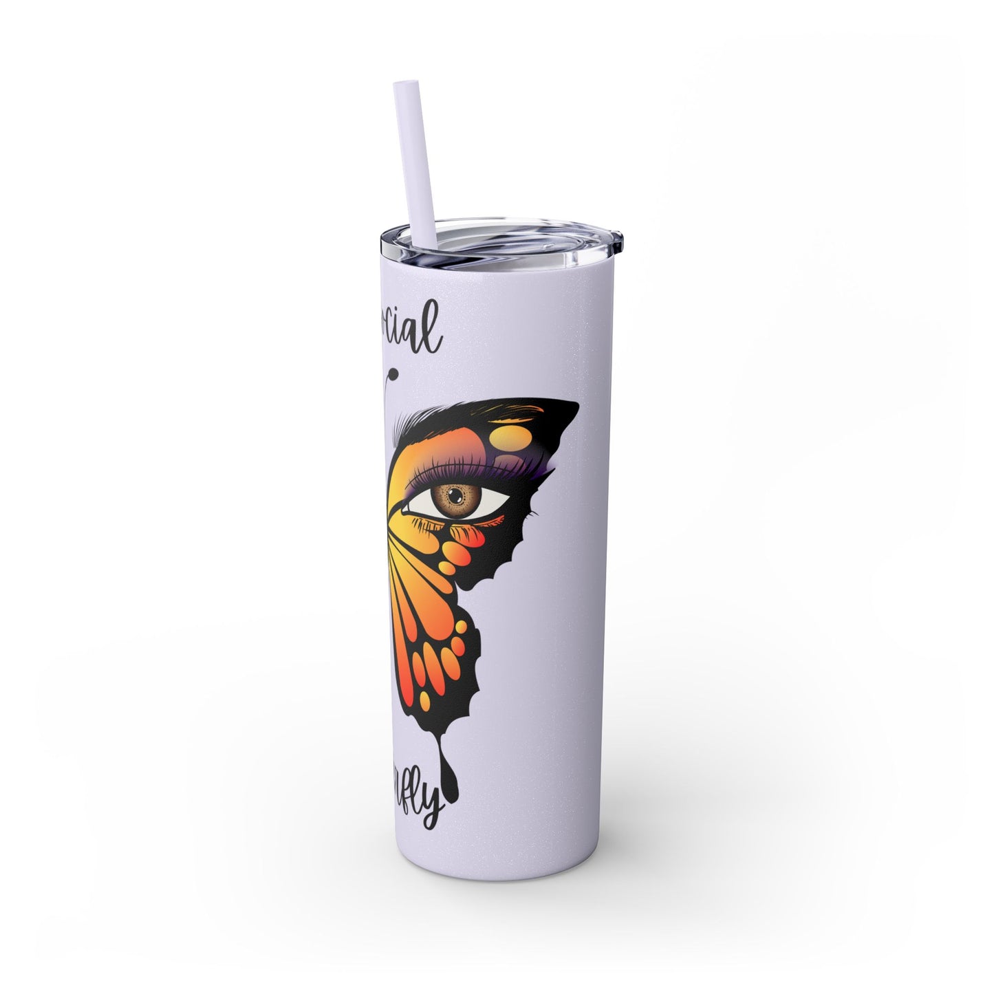 Antisocial Butterfly Skinny Tumbler with Straw, 20oz