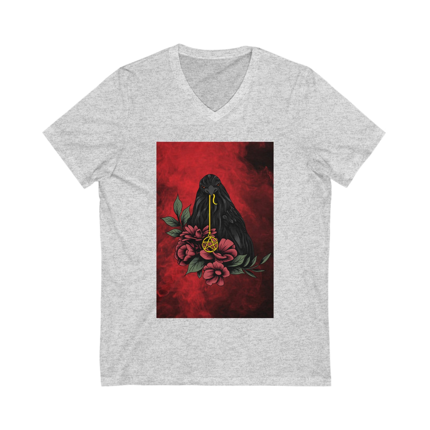 Rose Raven Unisex Jersey Short Sleeve V-Neck Tee