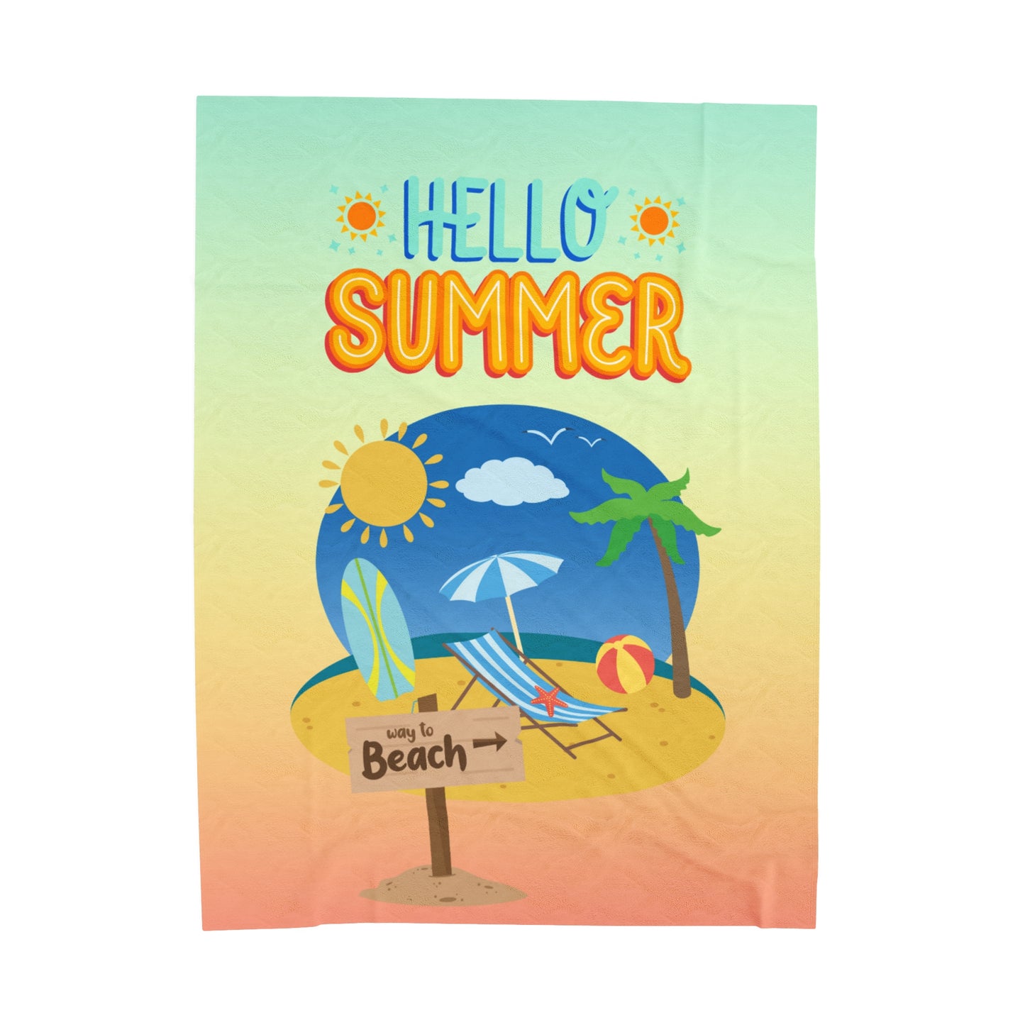 Hello Summer Velveteen Plush Blanket