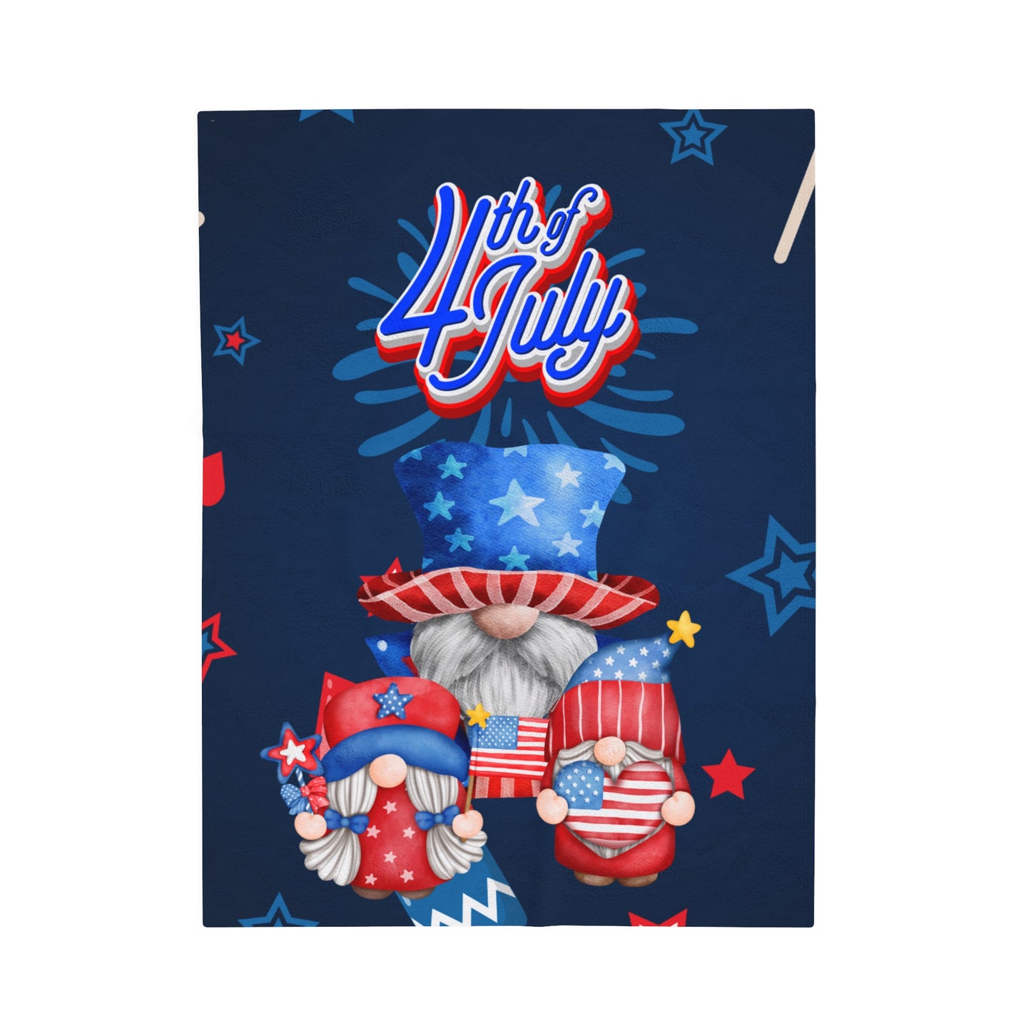 4th of July Gnomes Velveteen Plush Blanket