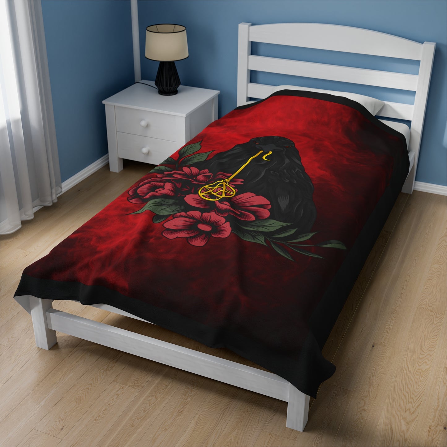 Rose Raven Velveteen Plush Blanket