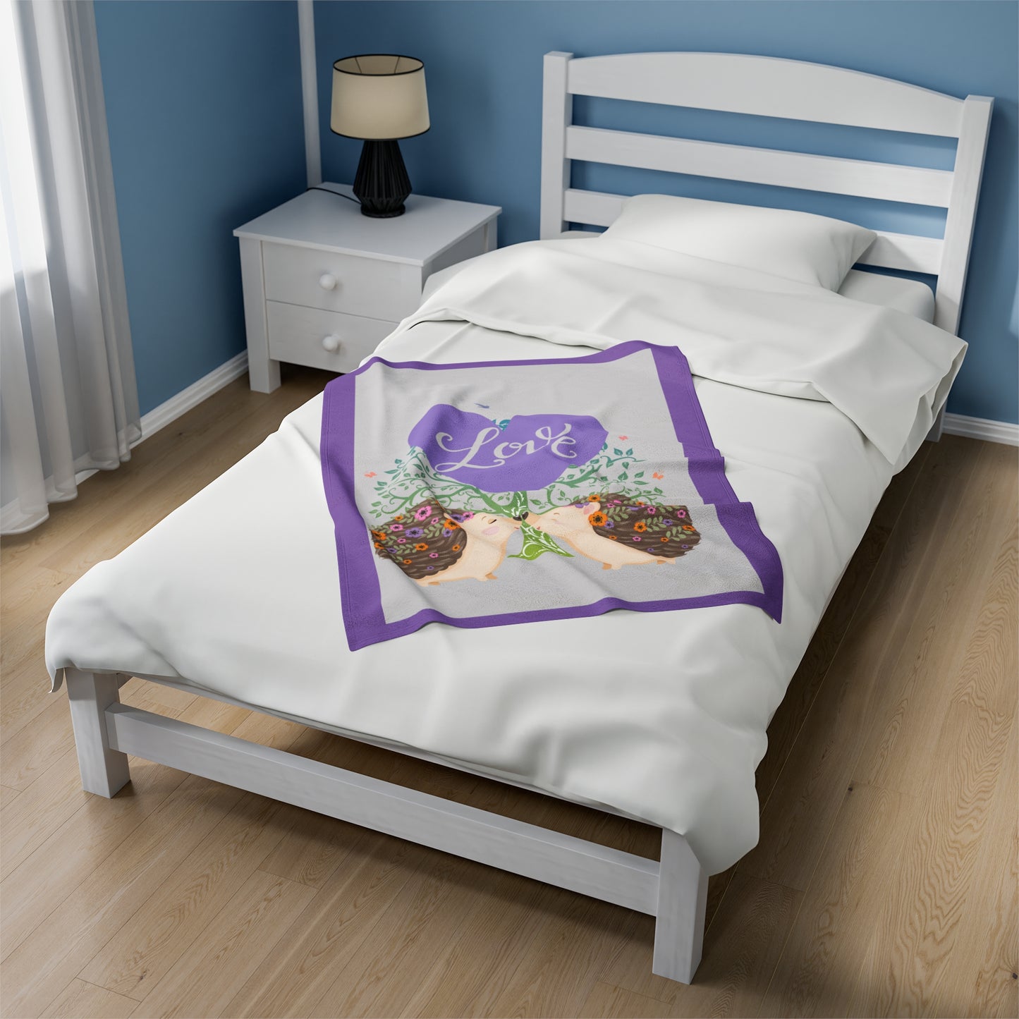 Love Hedgehogs Velveteen Plush Blanket