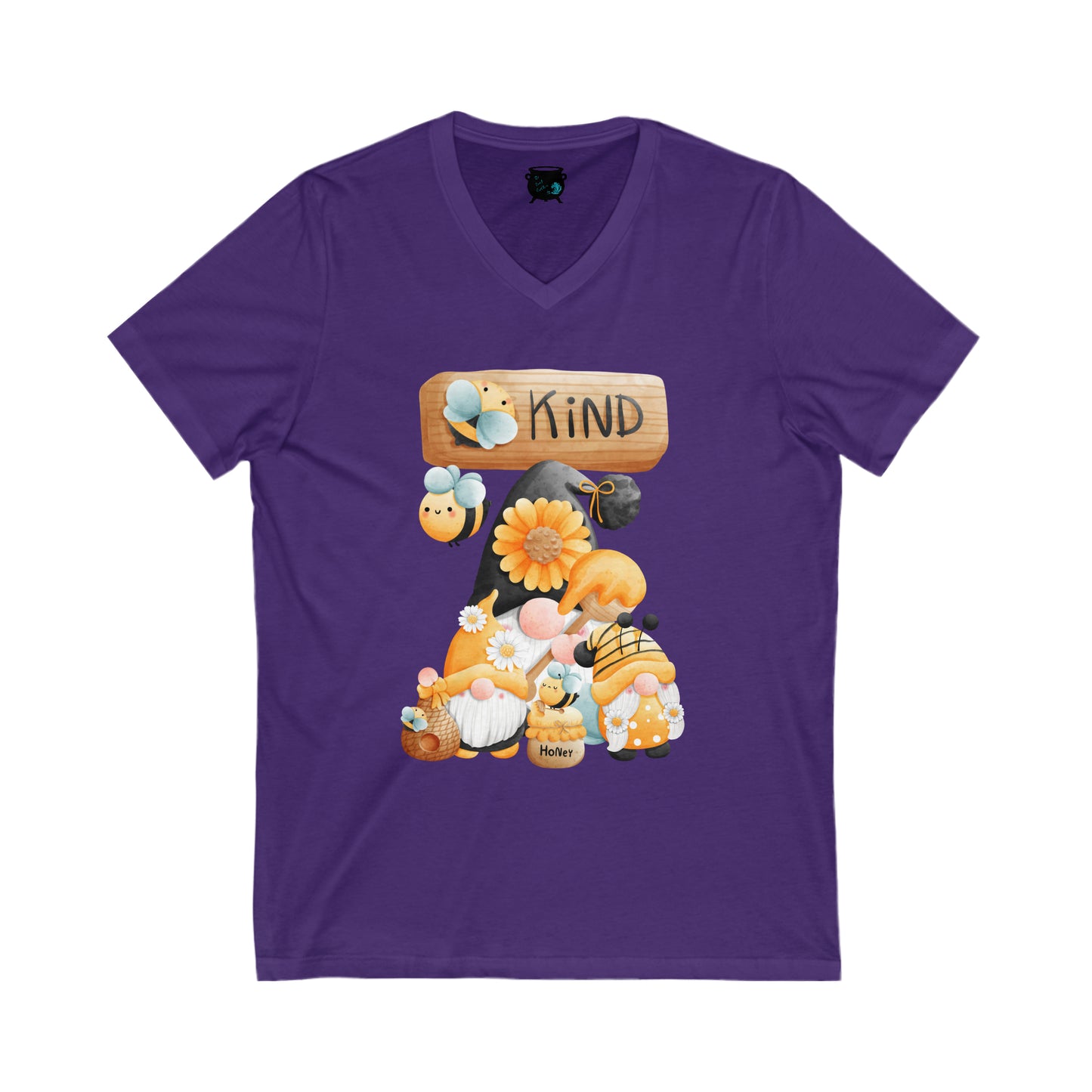 Bee Kind Gnomes Unisex Jersey Short Sleeve V-Neck Tee