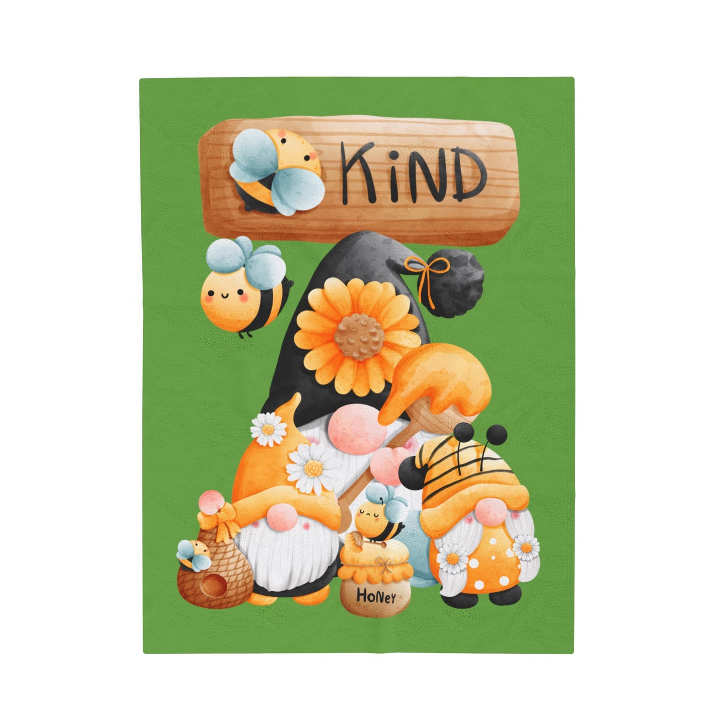 Bee Kind Gnomes Velveteen Plush Blanket