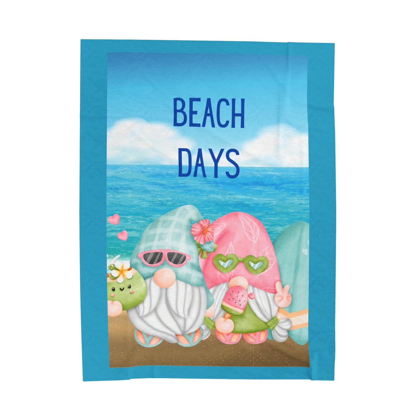 Beach Days Gnomes Velveteen Plush Blanket