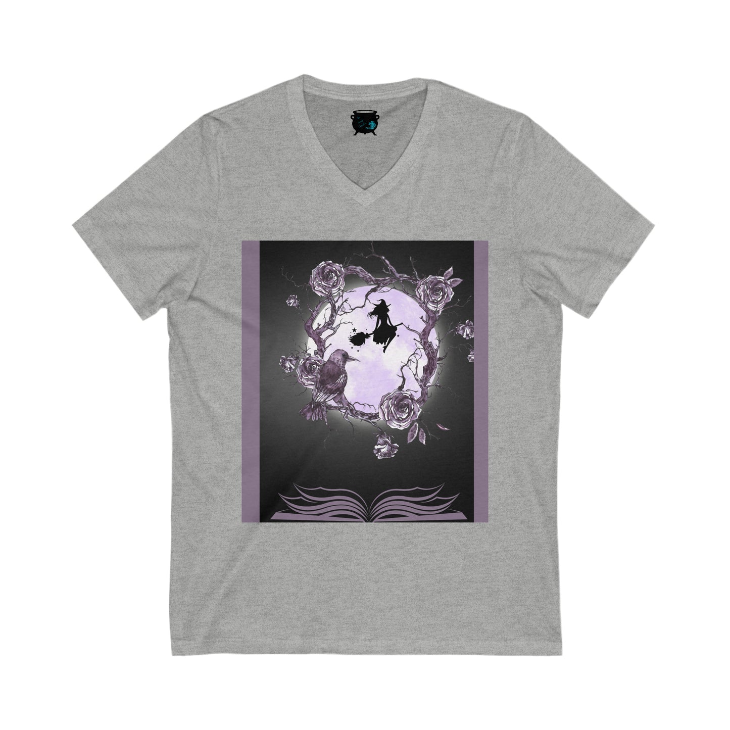 Witch on the Moon Unisex Jersey Short Sleeve V-Neck Tee