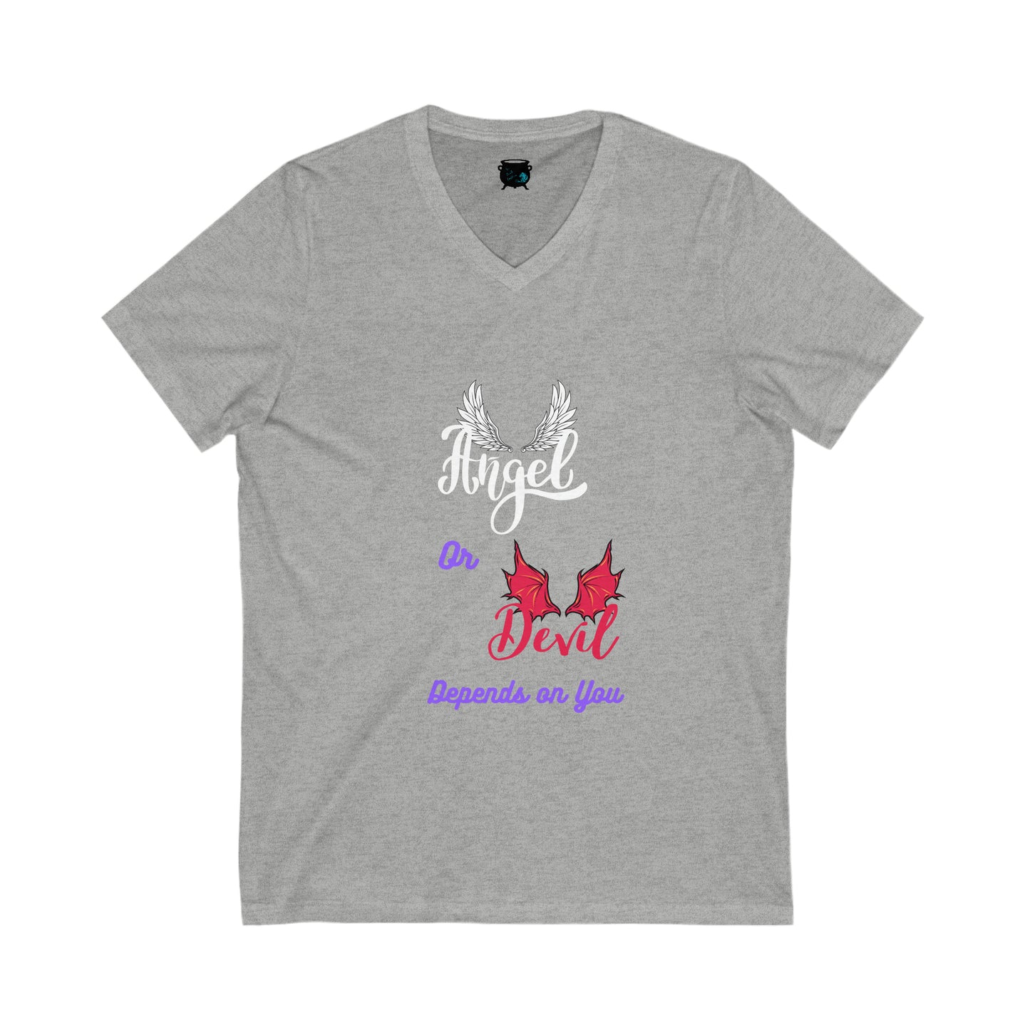 Angel or Devil Unisex Jersey Short Sleeve V-Neck Tee