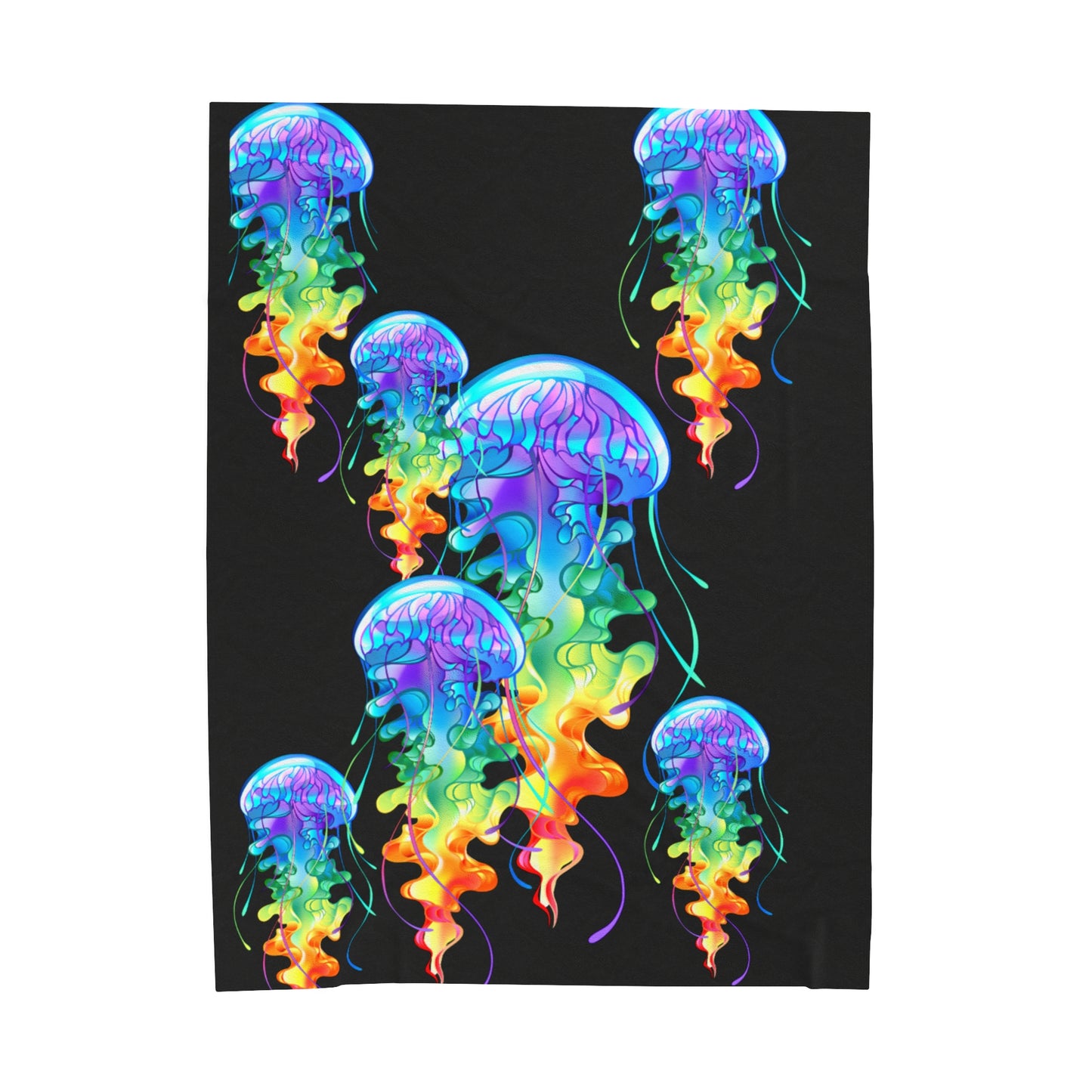 Rainbow Jellyfish Velveteen Plush Blanket