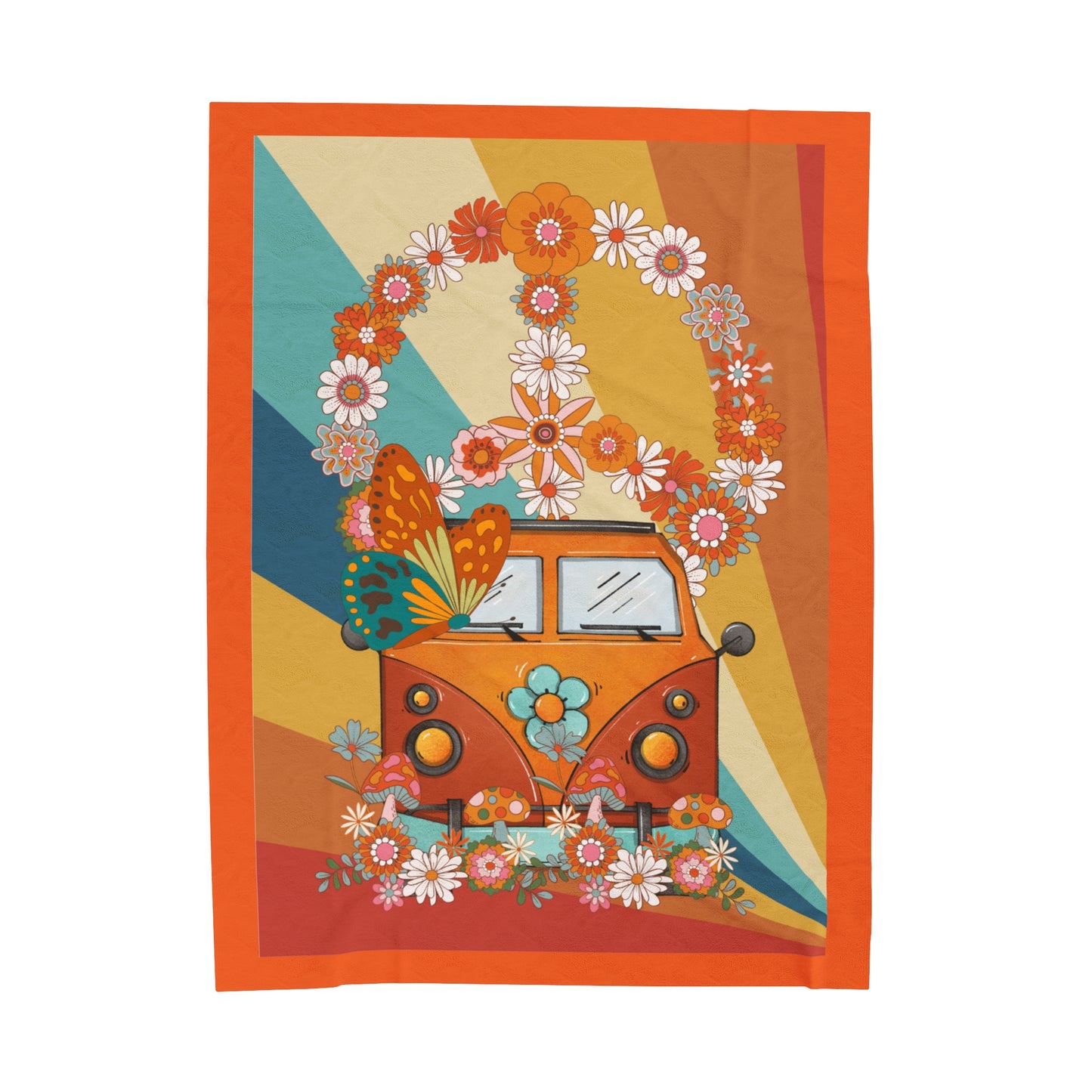 Peace Van Velveteen Plush Blanket