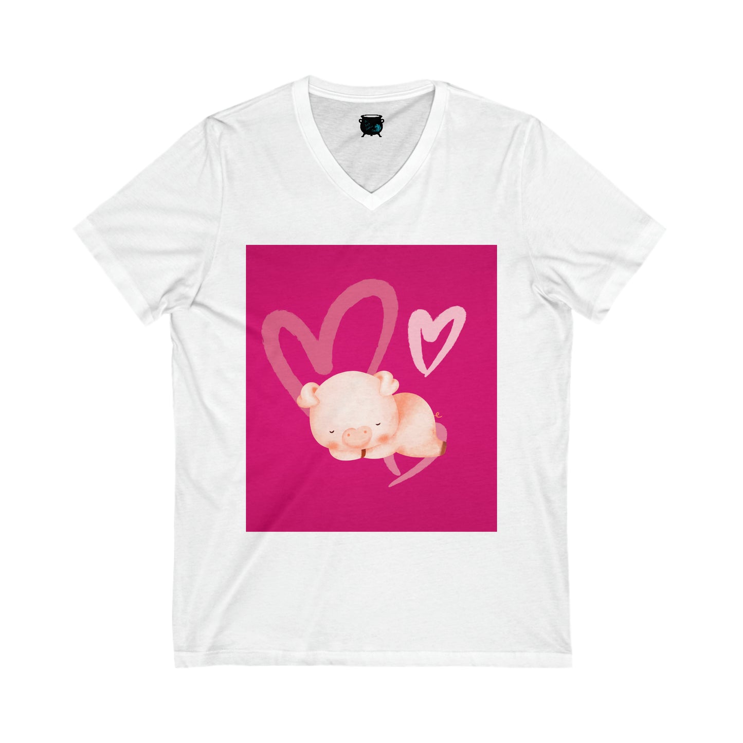 Love Piggy Unisex Jersey Short Sleeve V-Neck Tee