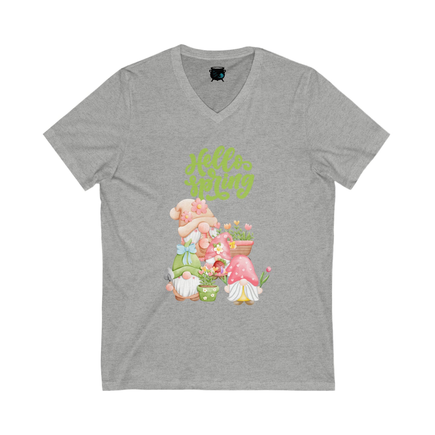 Hello Spring Gnomes Unisex Jersey Short Sleeve V-Neck Tee