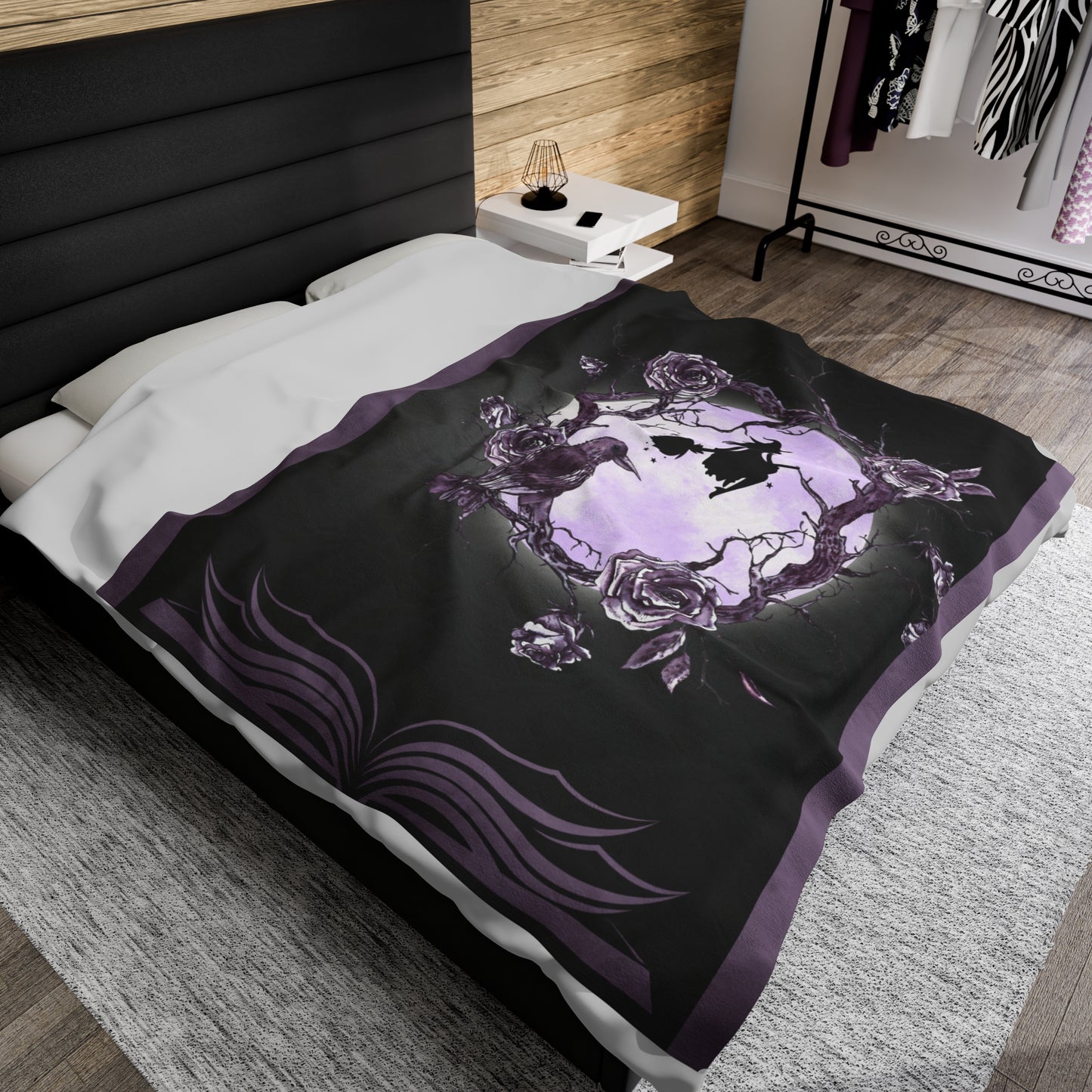 Witch on the Moon Velveteen Plush Blanket