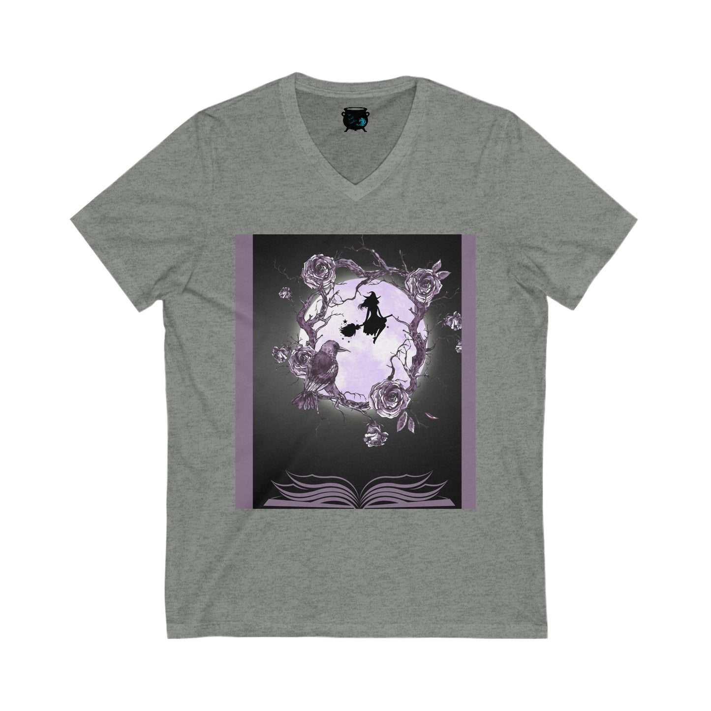 Witch on the Moon Unisex Jersey Short Sleeve V-Neck Tee