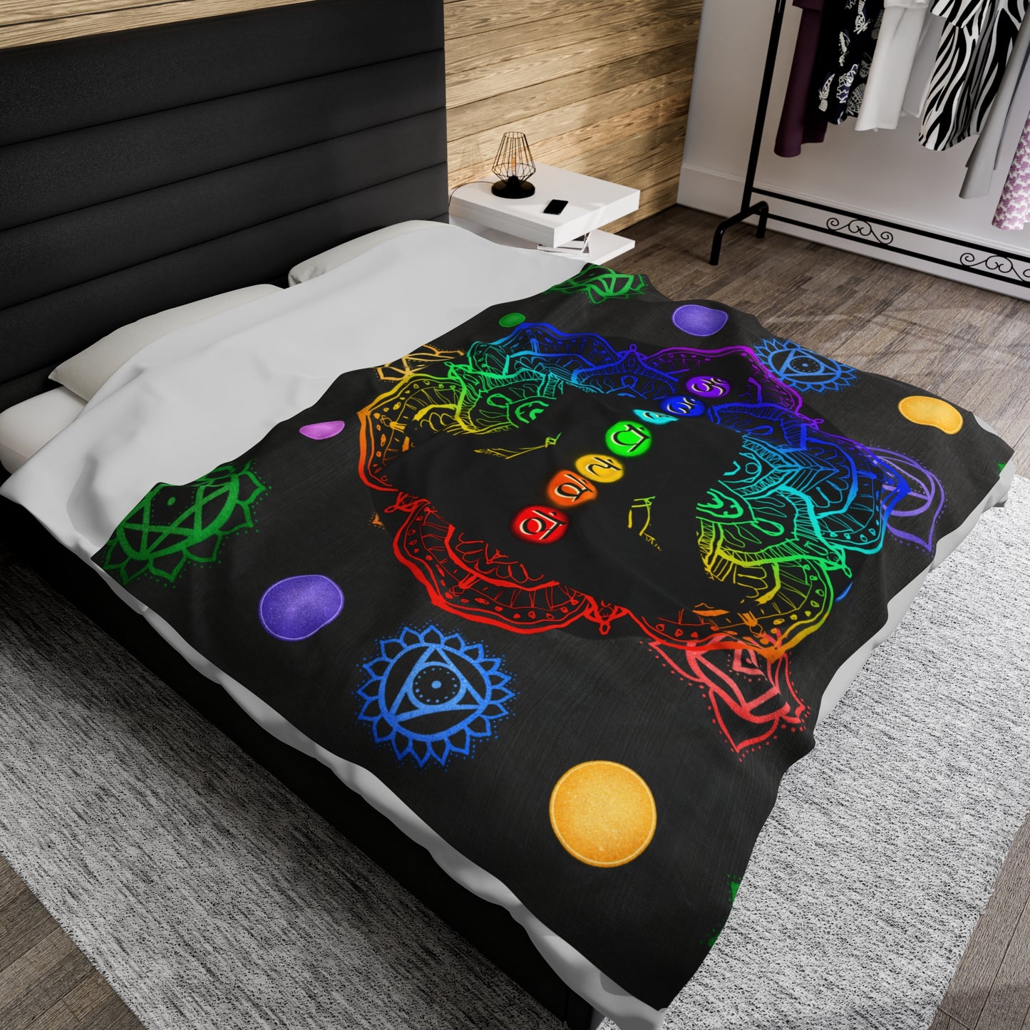 Chakras Meditator Velveteen Plush Blanket