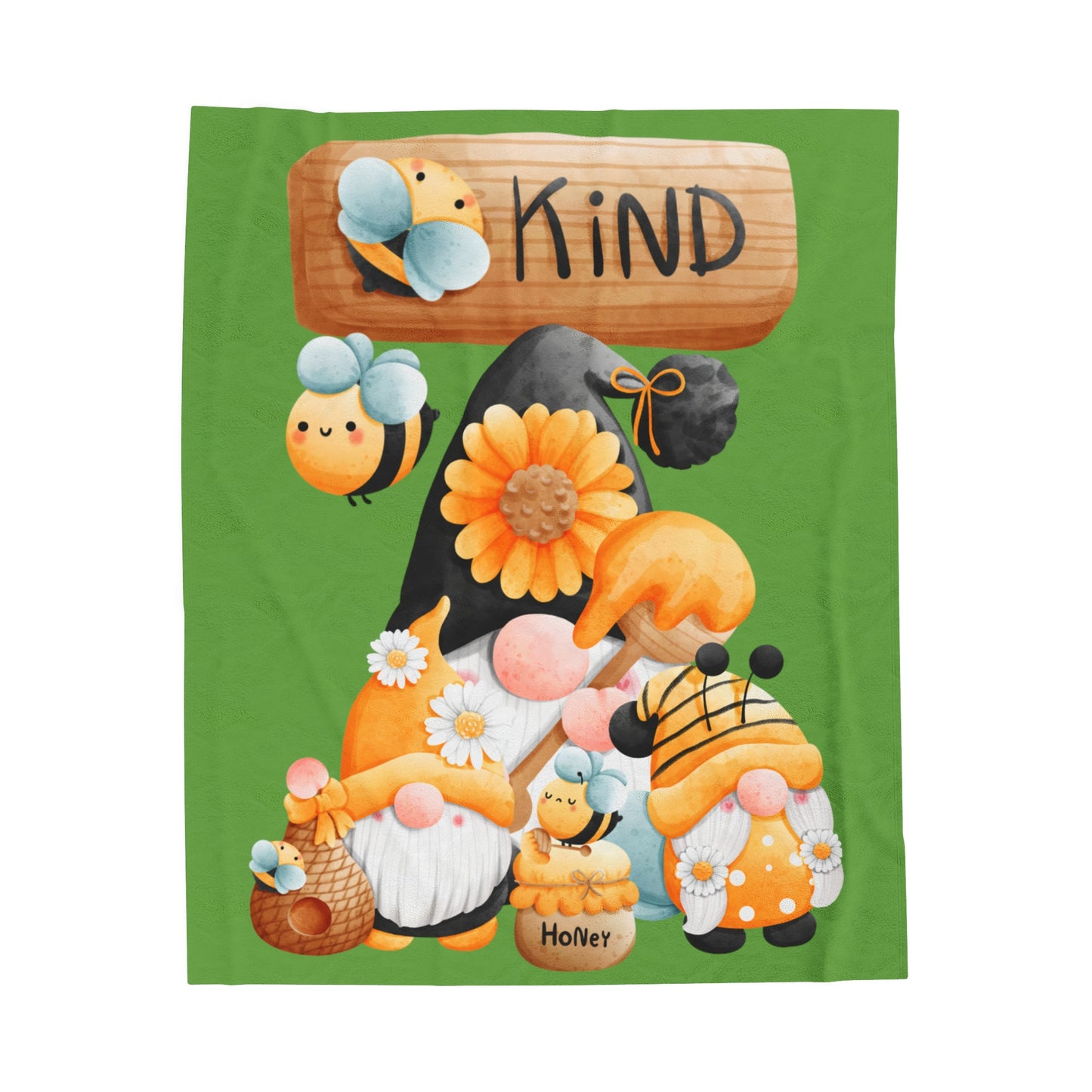 Bee Kind Gnomes Velveteen Plush Blanket