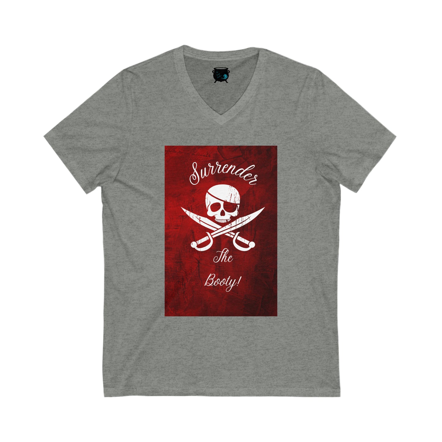 Surrender the Booty Pirate Unisex Jersey Short Sleeve V-Neck Tee