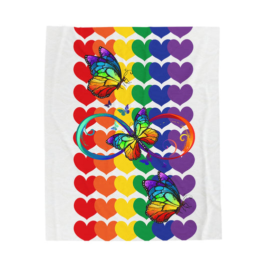 Rainbow Butterflies Velveteen Plush Blanket