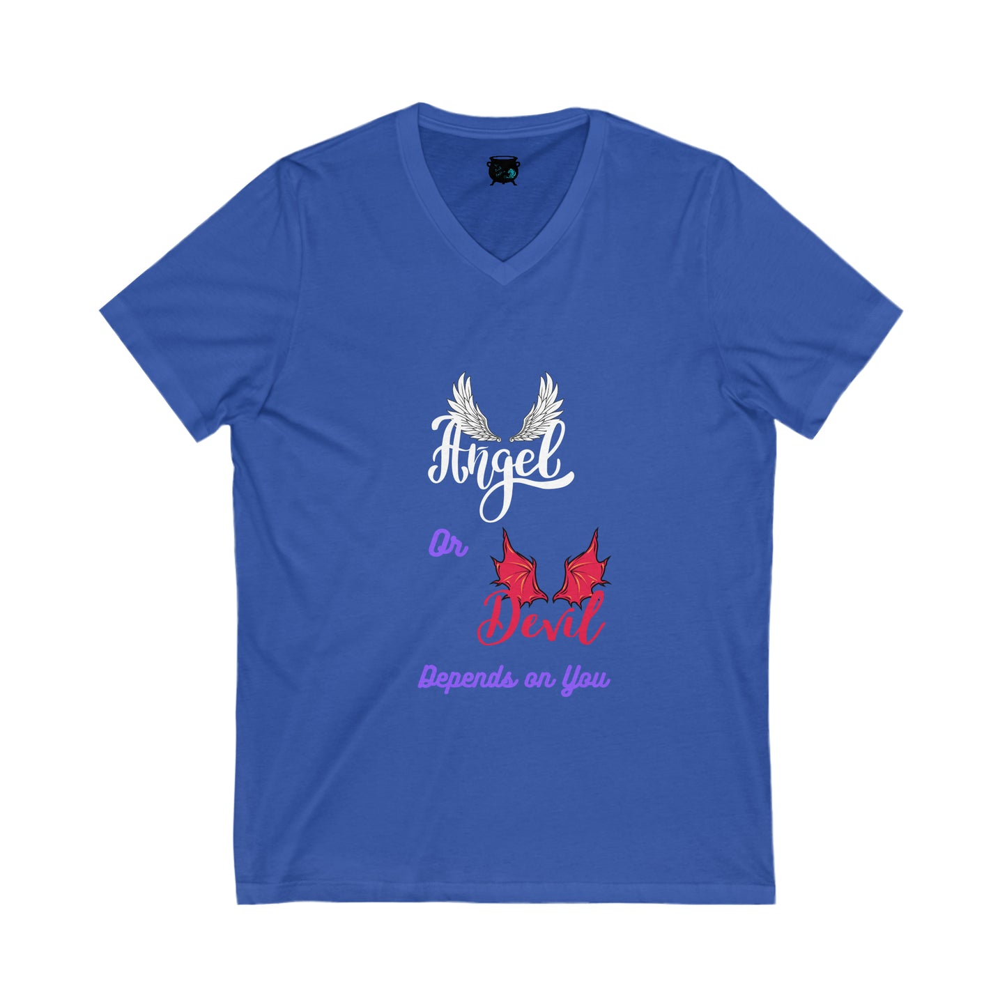 Angel or Devil Unisex Jersey Short Sleeve V-Neck Tee