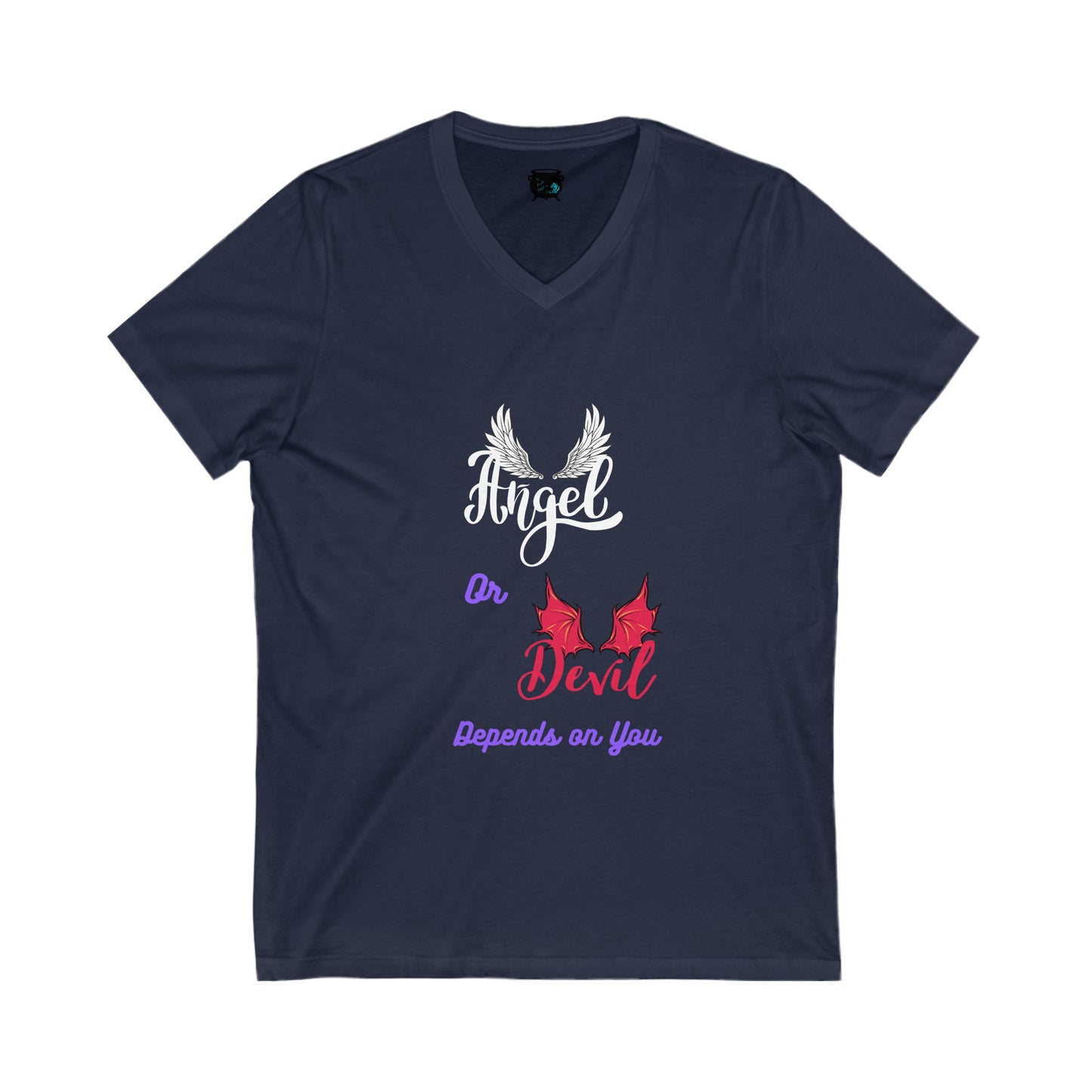 Angel or Devil Unisex Jersey Short Sleeve V-Neck Tee