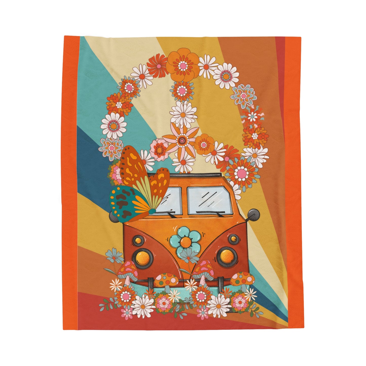 Peace Van Velveteen Plush Blanket