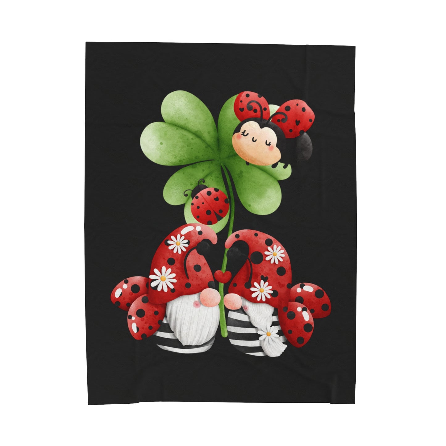 Ladybug Gnomes Velveteen Plush Blanket