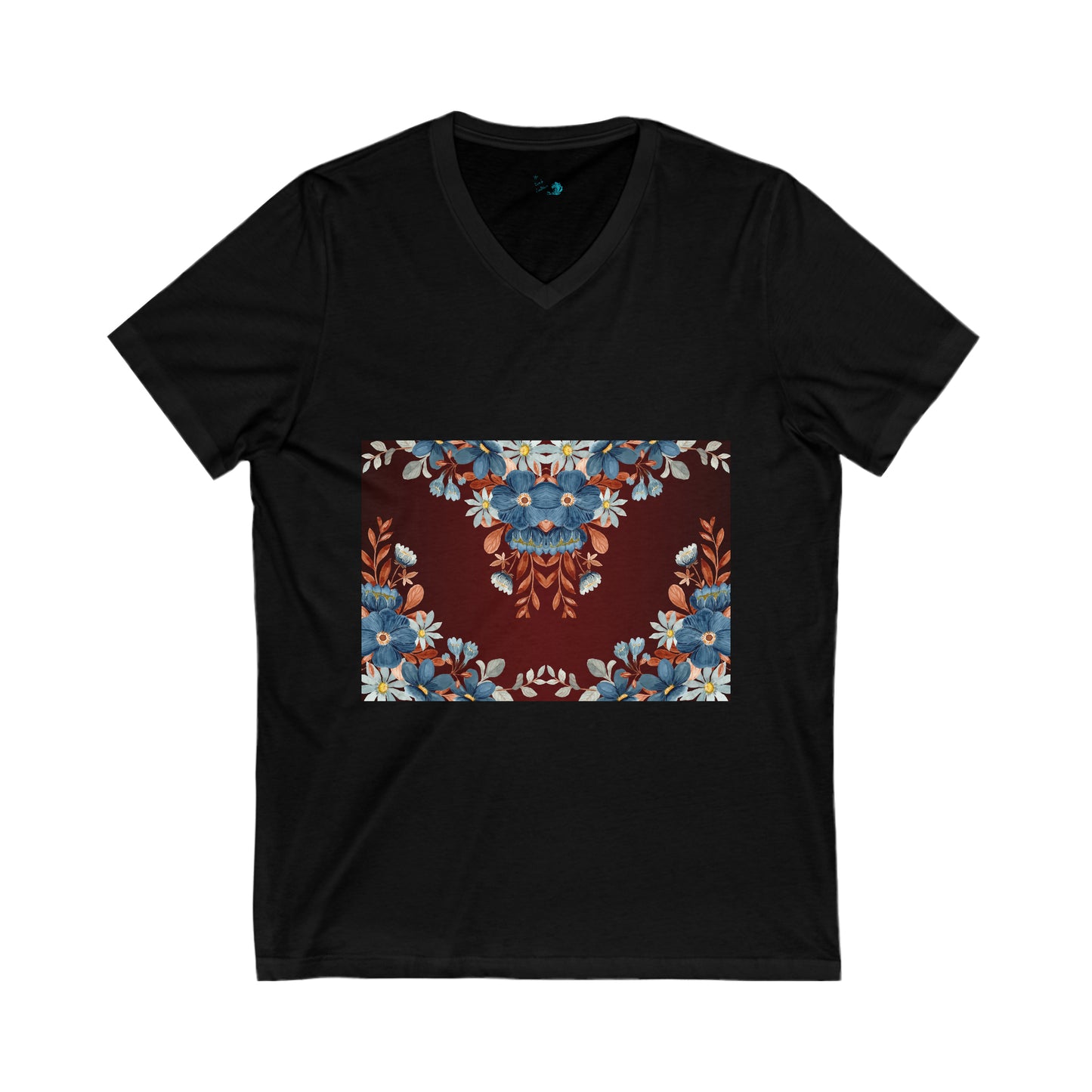 Blue Dogwood Unisex Jersey Short Sleeve V-Neck Tee