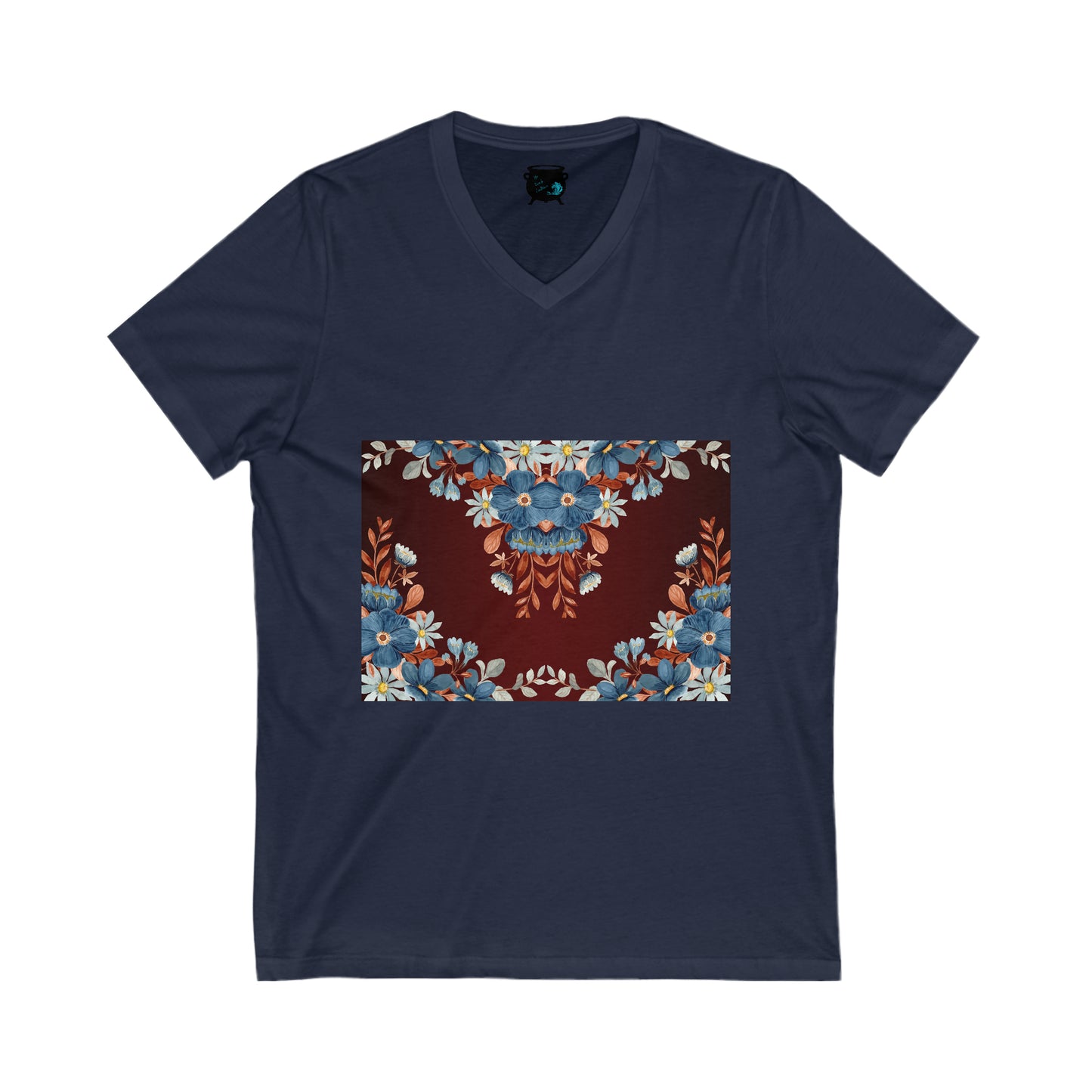 Blue Dogwood Unisex Jersey Short Sleeve V-Neck Tee