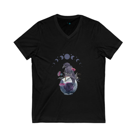 Raven Moon Unisex Jersey Short Sleeve V-Neck Tee