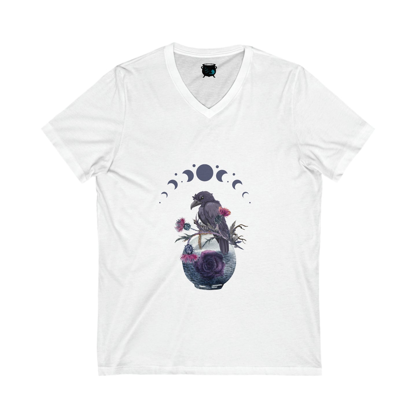 Raven Moon Unisex Jersey Short Sleeve V-Neck Tee