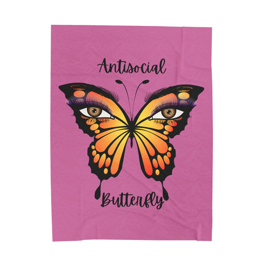 antisocial butterfly Velveteen Plush Blanket