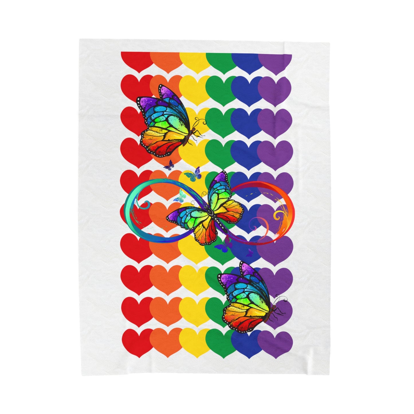 Rainbow Butterflies Velveteen Plush Blanket