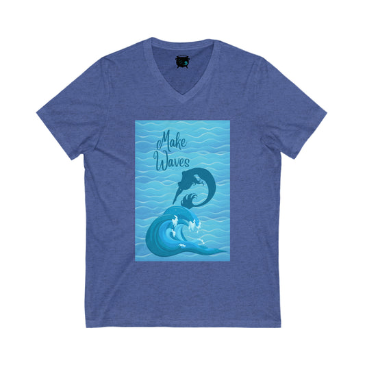 Make Waves Unisex Jersey Short Sleeve V-Neck Tee