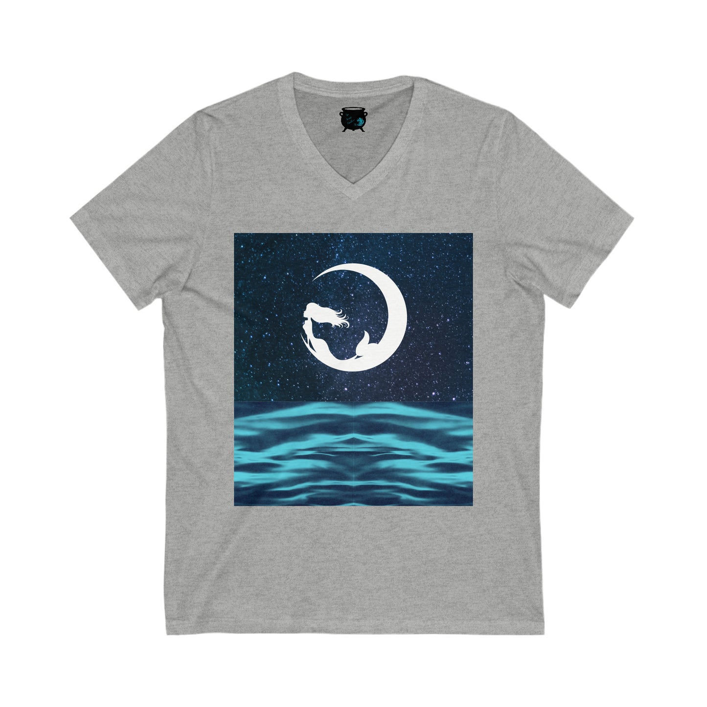 Mermaid Moon Unisex Jersey Short Sleeve V-Neck Tee