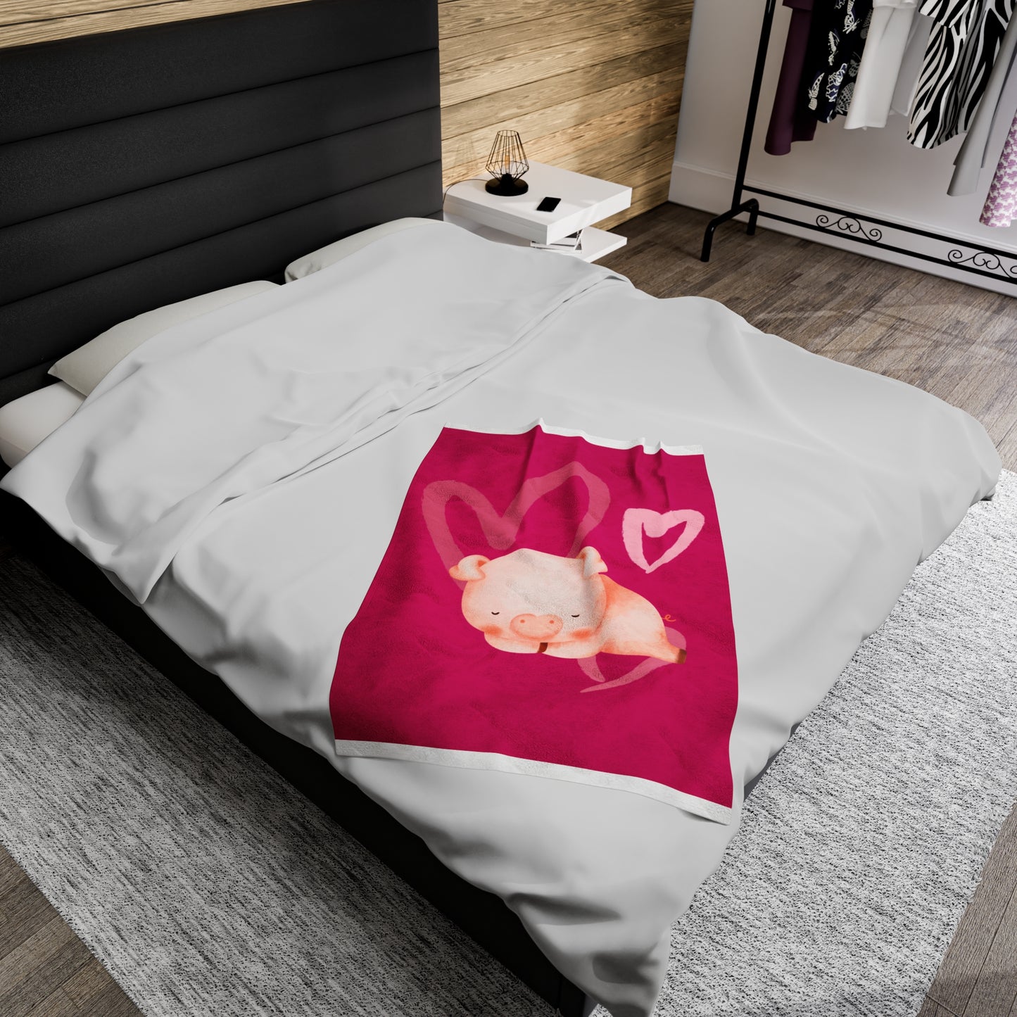 Love Piggy Velveteen Plush Blanket