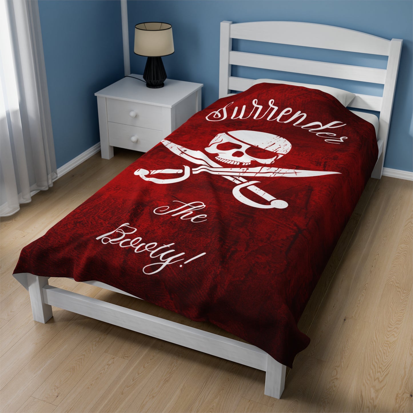 Surrender the Booty Pirate Velveteen Plush Blanket